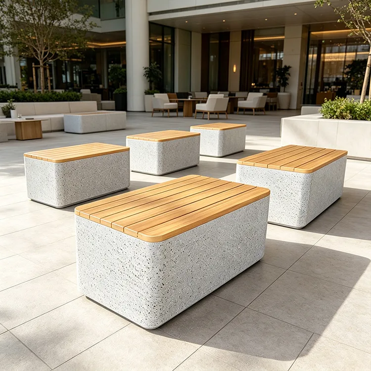 Panca cubica in terrazzo commerciale in FRP